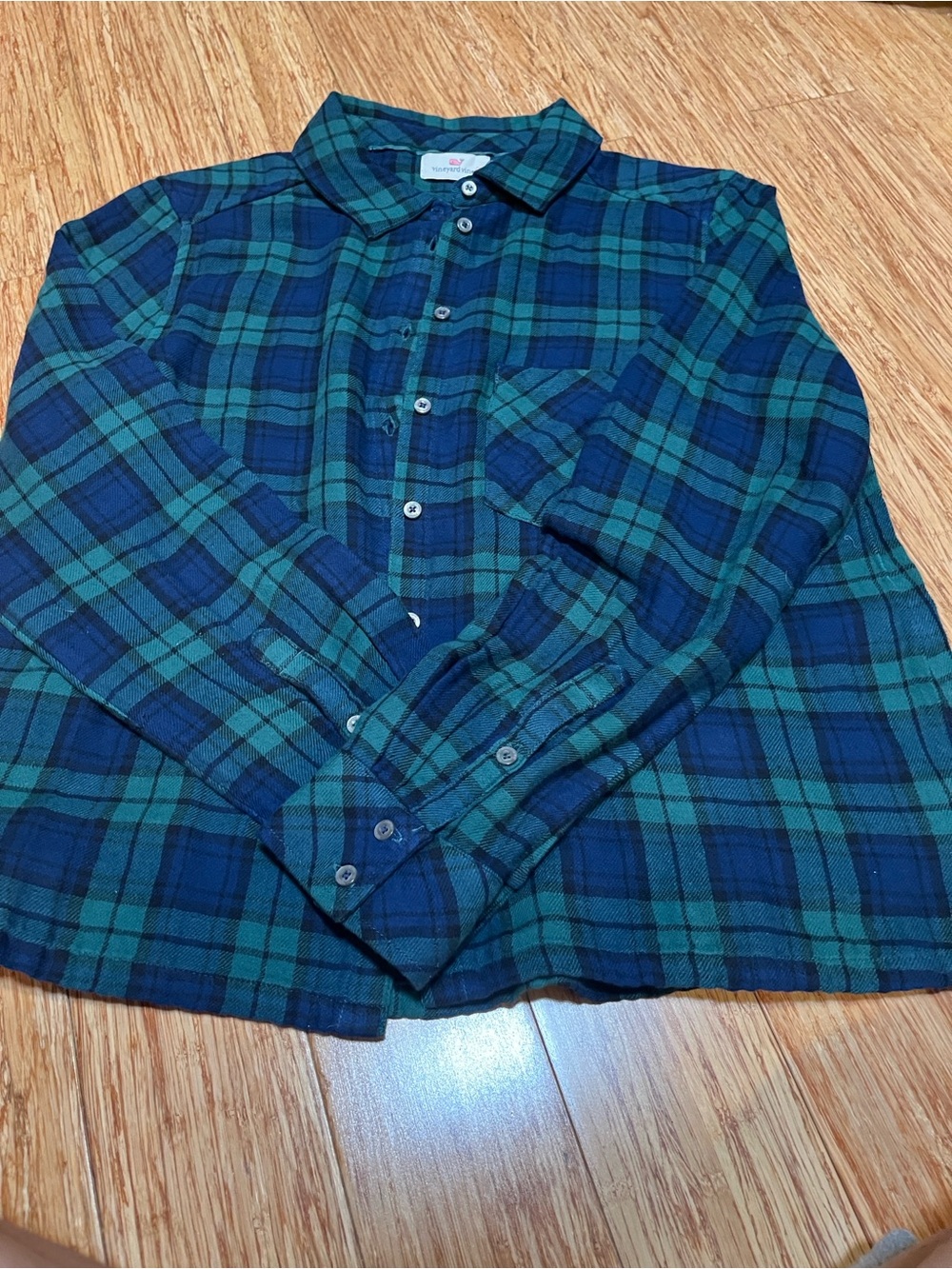 Vineyard Vines Green and Blue Plaid Button-Down Shirt